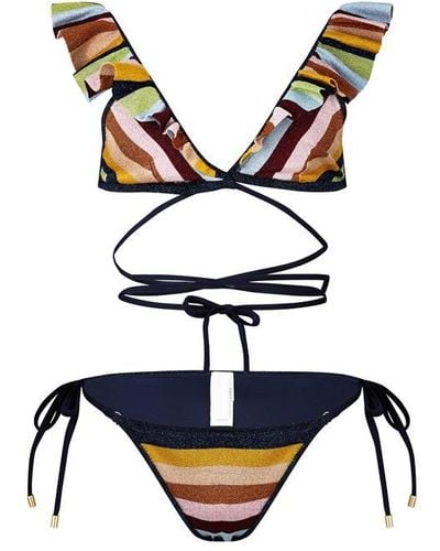 Zimmermann Alight Lurex Knit Wrap Bikini - Black