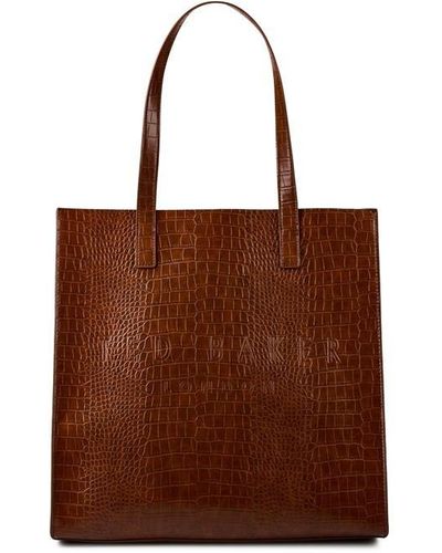 Ted Baker Croccon Large Tote Bag - Brown