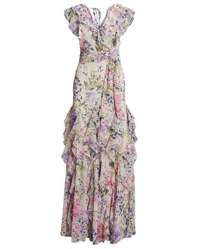 Ralph Lauren Floral Ruffle-trim Georgette Gown - Multicolour