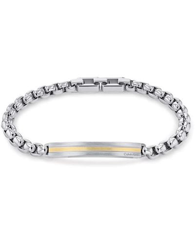 Calvin Klein Gents Stainless Steel And Grey Metal Bracelet - Metallic