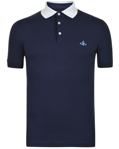 Vivienne Westwood Contrasting Collar Polo Shirt - Blue