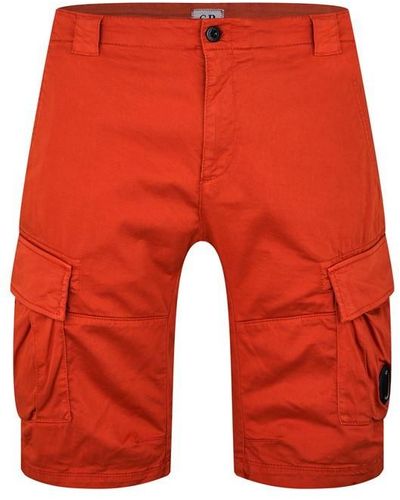 C.P. Company Stretch Sateen Cargo Shorts - Red