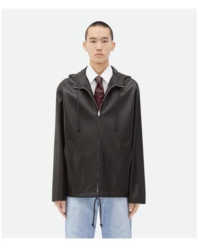 Bottega Veneta Leather Hooded Jacket - Black