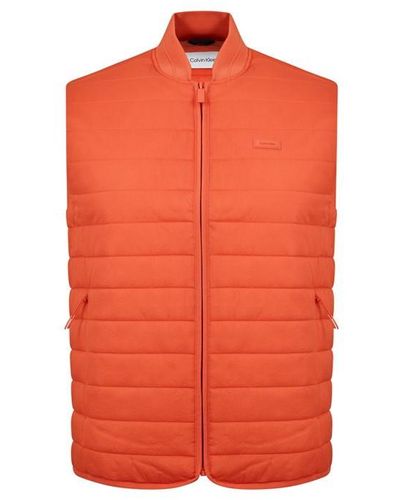 Calvin Klein Quilted Crinkle Vest - Orange