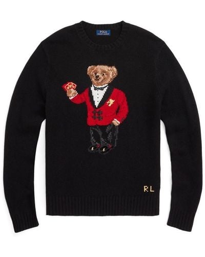 Polo Ralph Lauren Lunar New Year Bear Regular-fit Wool-knit Jumper - Black