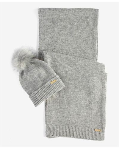 Barbour Sparkle Beanie & Scarf Gift Set - Grey