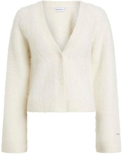 Calvin Klein Brushed Alpaca Cardigan - White