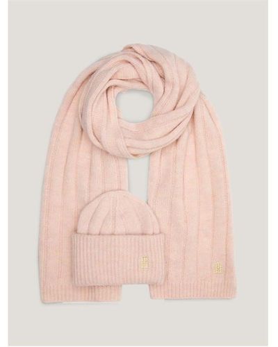 Tommy Hilfiger Timeless Beanie And Scarf - Pink