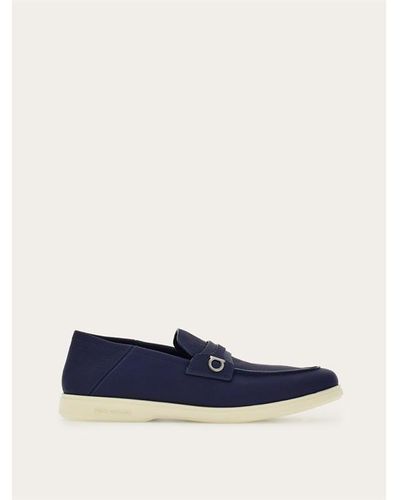 Ferragamo Deconstructed Loafer With Gancini Ornament - Blue