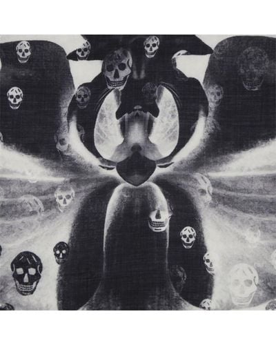 Alexander McQueen Skull Orchid Scarf - Black
