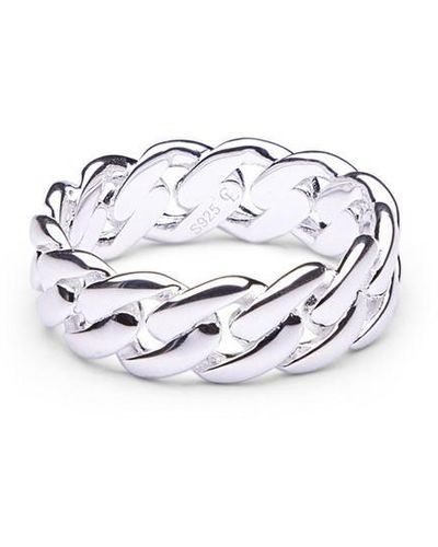 Common Lines Cuban Link Ring - White