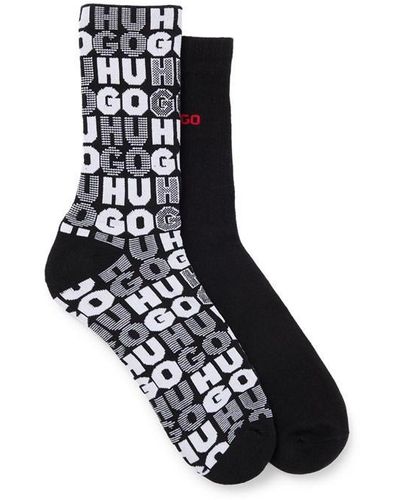 HUGO Two-pack Of Ribbed Short-length Socks - Black