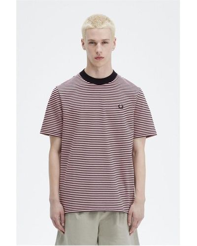 Fred Perry Fred Fine Strp Tee Sn42 - Purple
