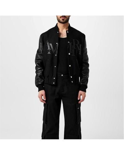 Amiri Wool Leather Logo Varsity Jacket - Black