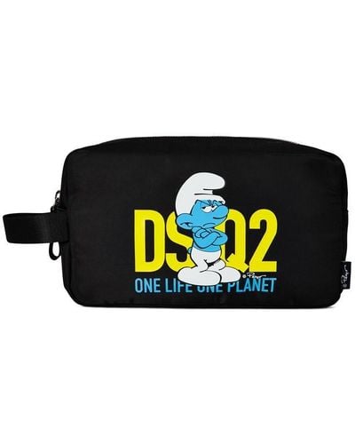 DSquared² Smurf Print Wash Bag - Black