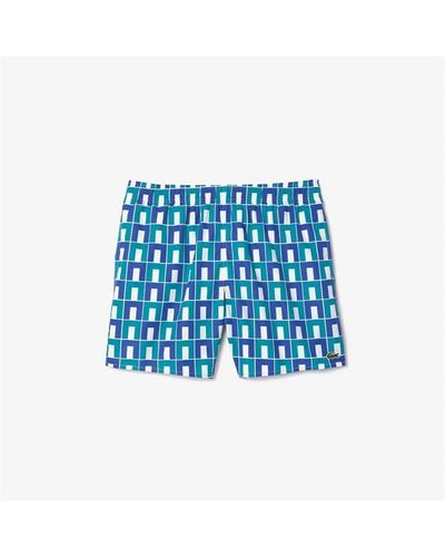Lacoste S Printed Swim Shorts Green M - Blue