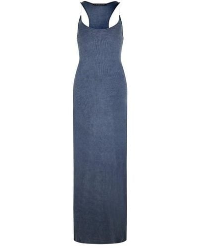 Y. Project Invisible Strap Ribbed Maxi Dress - Blue