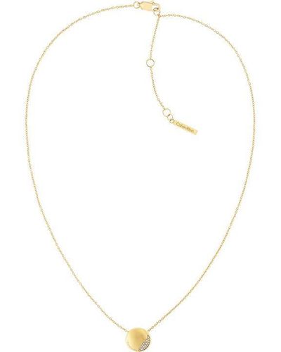 Calvin Klein Ladies Brushed Yellow Crystal Necklace - White