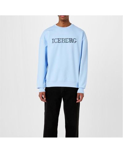 Iceberg Embroidered Crew Neck Sweatshirt - Blue