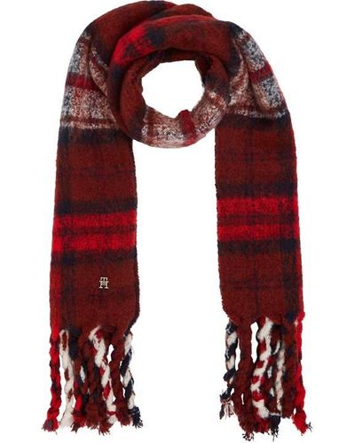 Tommy Hilfiger Knitted Check Scarf - Red