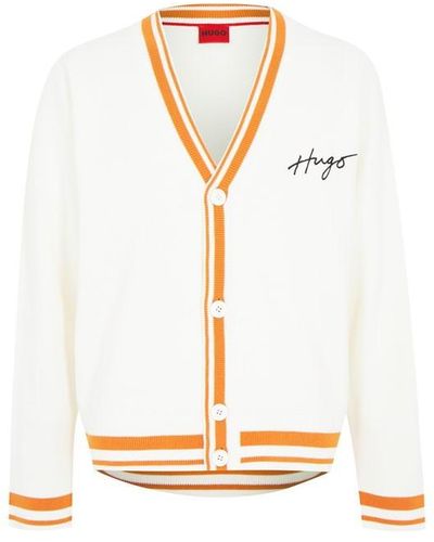 HUGO Varsity Signature Cardigan - White