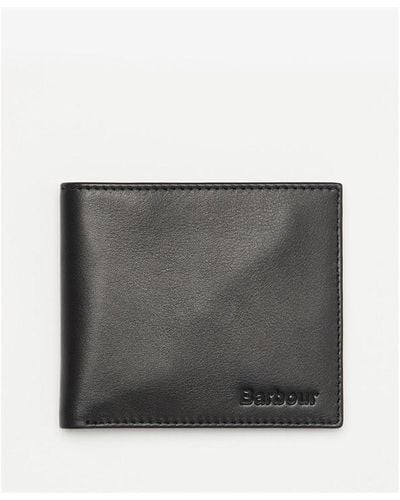 Barbour Colwell Leather Billfold Wallet - Grey
