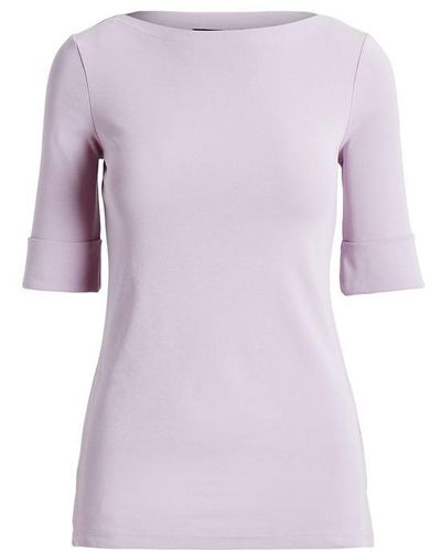 Lauren by Ralph Lauren Judy Elbow Sleeve T Shirt - Purple