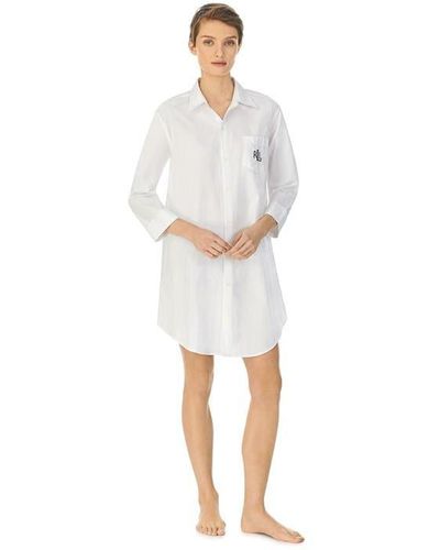 Lauren by Ralph Lauren Essentials Three Quartersleeve Sleepshirt - White