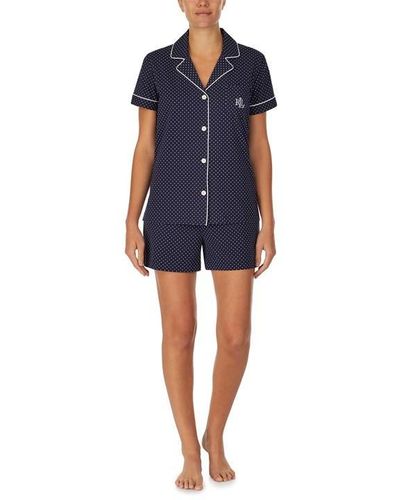Lauren by Ralph Lauren Short-sleeved Jersey Pyjama Set - Blue
