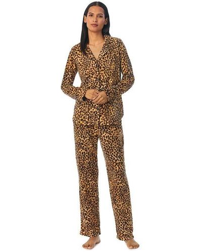 Ralph Lauren Sateen Notch Collar Leopard Pyjamas - Multicolour