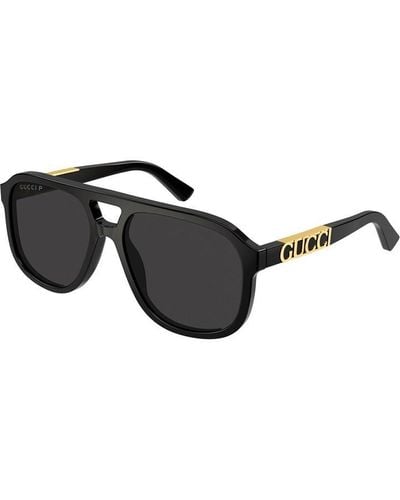 Gucci Aviator Logo Sunglasses - Black