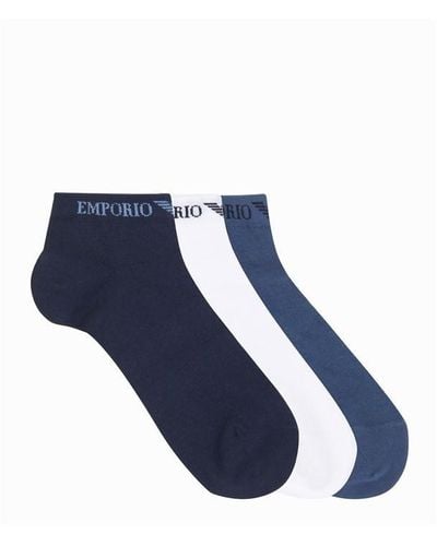 Emporio Armani Emporio 3pk Trn Sock Sn34 - Blue