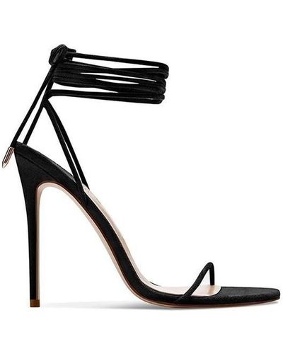 Femme LA Barely There Lace Up Heels - Black