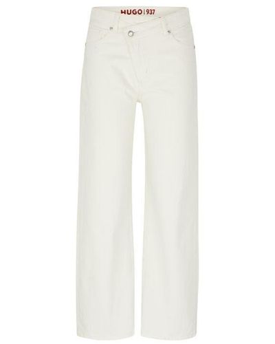 HUGO Relaxed-fit Jeans With Criss-cross Waistband - White