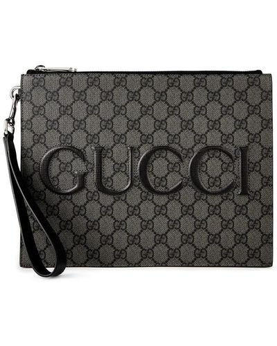 Gucci Wording Pouch Sn42 - Grey