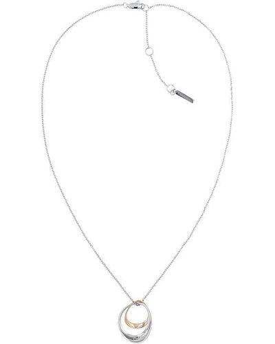 Calvin Klein Ladies Polished Two Tone Stainless Steel And Rose Gold Ring Necklace - Metallic