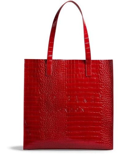 Ted Baker Croccon Crocl Tote Bag S Tote Bags Mid Pink One Size - Red