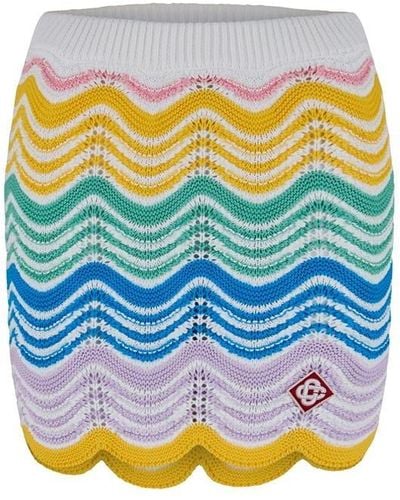 Casablancabrand Wave Crochet Skirt - Blue