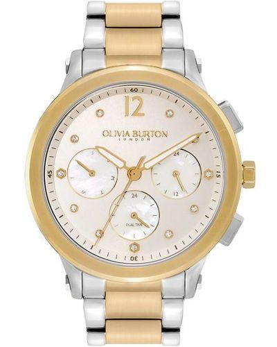 Olivia Burton Sports Luxe 38mm Multi-function Metallic White & Two Tone Bracelet Watch