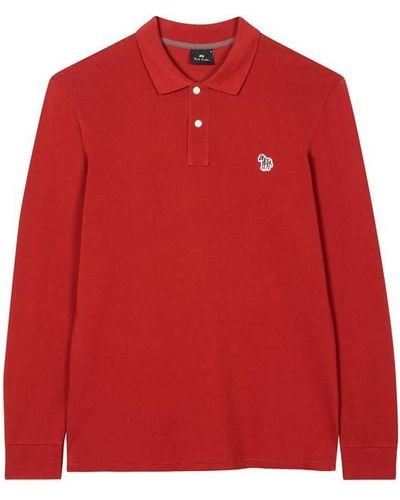 PS by Paul Smith Long Sleeve Zebra Polo Shirt - Red