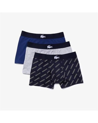 Lacoste 3 Pack Printed Trunks - Blue