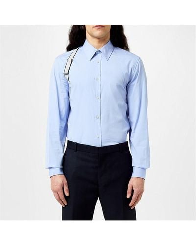 Alexander McQueen Harness-detail Poplin Shirt - Blue