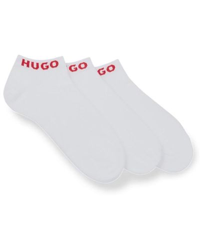 HUGO Pack Logo Cuff Ankle Socks - White