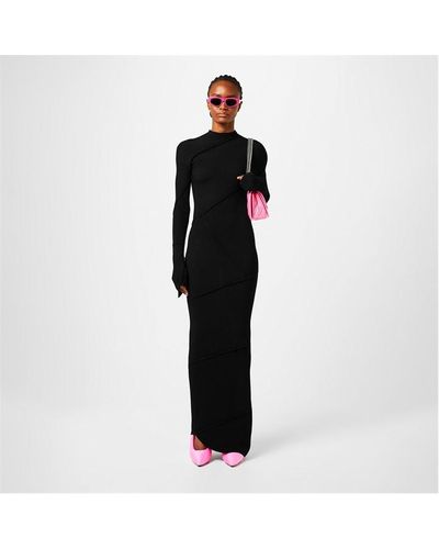 Balenciaga Spiral Ribbed Maxi Dress - Black