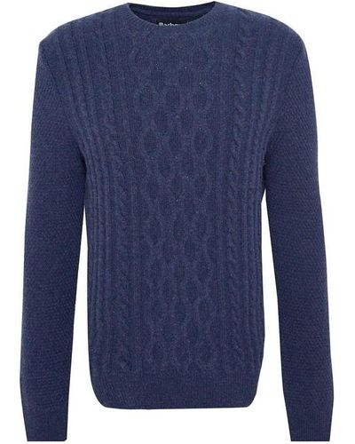 Barbour Essential Chunky Cable Jumper - Blue