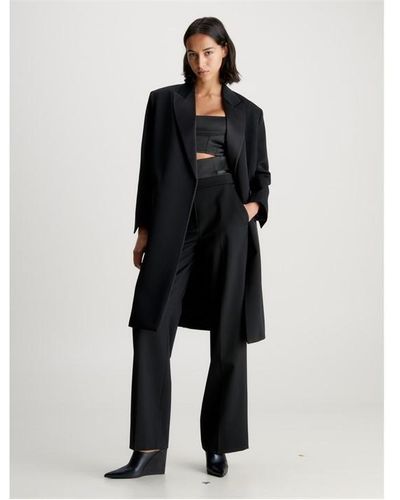 Calvin Klein Tuxedo Satin Coat - Black