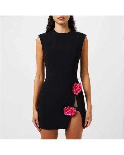 David Koma Rose Slit Mini Dress - Black