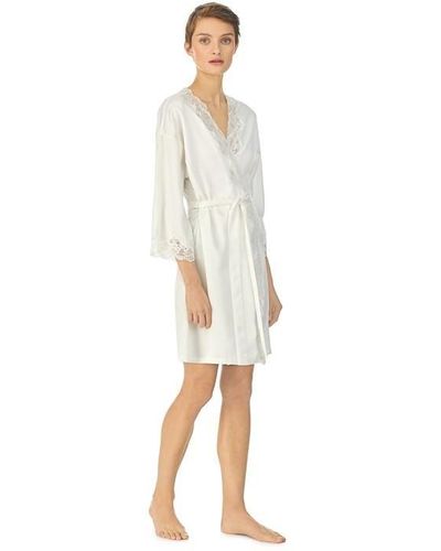 Lauren by Ralph Lauren Satin And Lace Robe - White