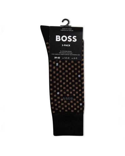 BOSS Hbw 2pk Tile Sock Sn42 - Black