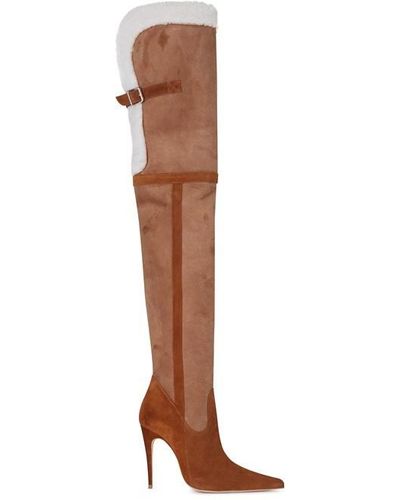 Magda Butrym Shearling Over Knee Boot - Brown